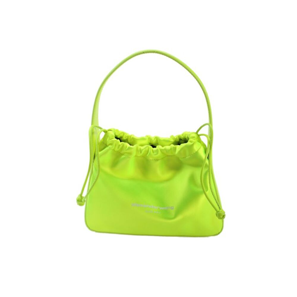 Alexander Wang Womens Silk Drawstring Top Handle Handbag Neon Green
